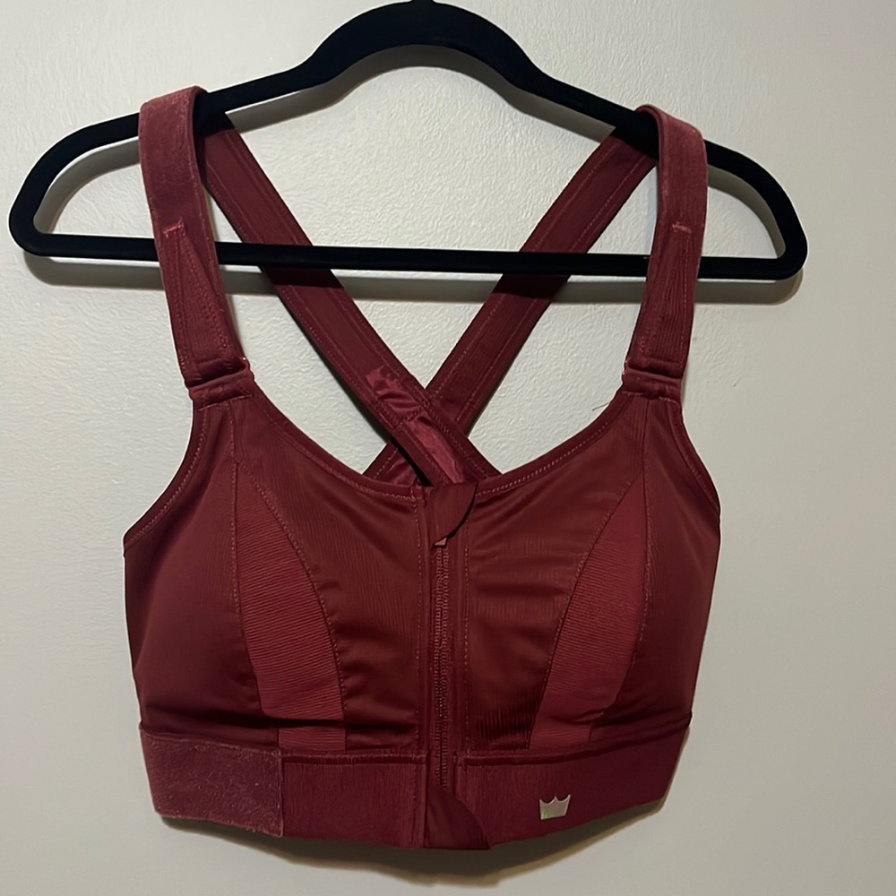 SheFit Ultimate Sports Bra in wine women’s size 1 luxe XL adjustable Velcro